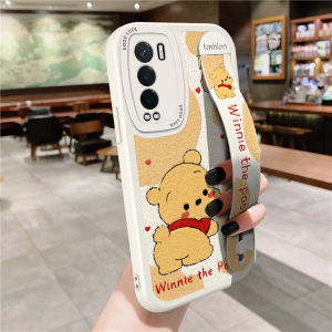 Cute Bear Wristband Phone Case for Realme GT Master Exploration Edition Silicone Protective Cover with Stand Female Model Cartoon Style