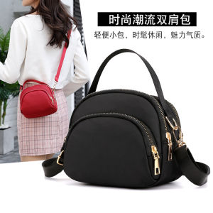 Fashionable Canvas Shoulder Bag Womens Handbag Mobile Phone Purse Small Size Soft Nylon Material Daily Use Shell Shape
