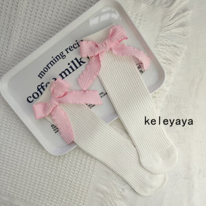 ถุงเท้าเด็กผู้หญิง ถุงเท้าทรงกระบอกยาวปานกลาง ผูกโบว์ผีเสื้อ ทรงเจ้าหญิง ถุงเท้าเต้นรำ ถุงเท้าผ้าฝ้ายสแปนเด็กซ์ผสม