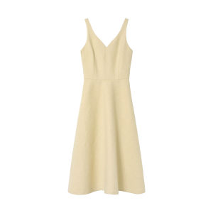 Đầm Dây V-Neck Chất Liệu Mềm Co Giãn Cinching eo kiểu Pháp