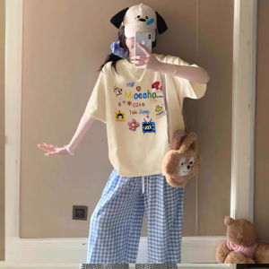 Pure Cotton Short Sleeve T-Shirt for Girls Loose Fit Cartoon Print Casual Top Breathable Summer Wear for Kids And Teens