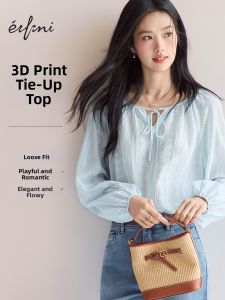 Eifini | Áo Sơ Mi Nữ Cổ Nơ Lỏng Mùa Thu