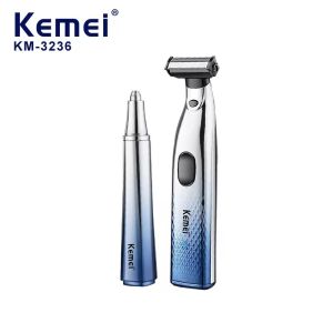 Kemei KM-3236 IPX7 Waterproof Original Design 2 In 1 MenS Beauty Electric Set Face Body Dry And Wet Shaver For Men Rechargeable USB Nose Shaving Machine Eyebrow trimmer