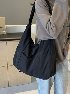 Fashionable Casual Large Capacity Ladies Shoulder Bag Commuter Bag Tote Bag Canvas Material Zipper Closure Daily Use