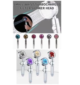 High Pressure Propeller Shower Head Water Saving 360 Rotating Head Fan Turbo Filter Water Bathroom Shower Set with Hose Bracket