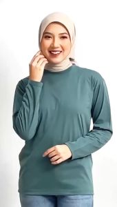 HELAIRINDU - Kaos Polos Wanita Lengan Panjang Sport Katun Premium