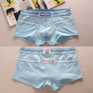 Japanese Style Fresh Personality Trendy Cotton Youth Mens Underwear Striped Cartoon Boys Boxer Shorts Mid-Low Waist Design