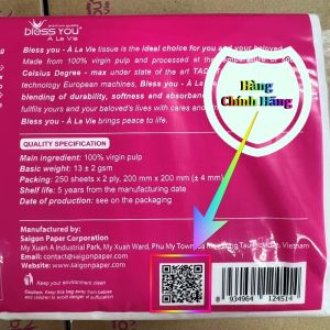 (Hoả Tốc HCM) Có Mã QR - Khăn Giấy Lụa Rút 2 Lớp Bless You Gói 250 Tờ
