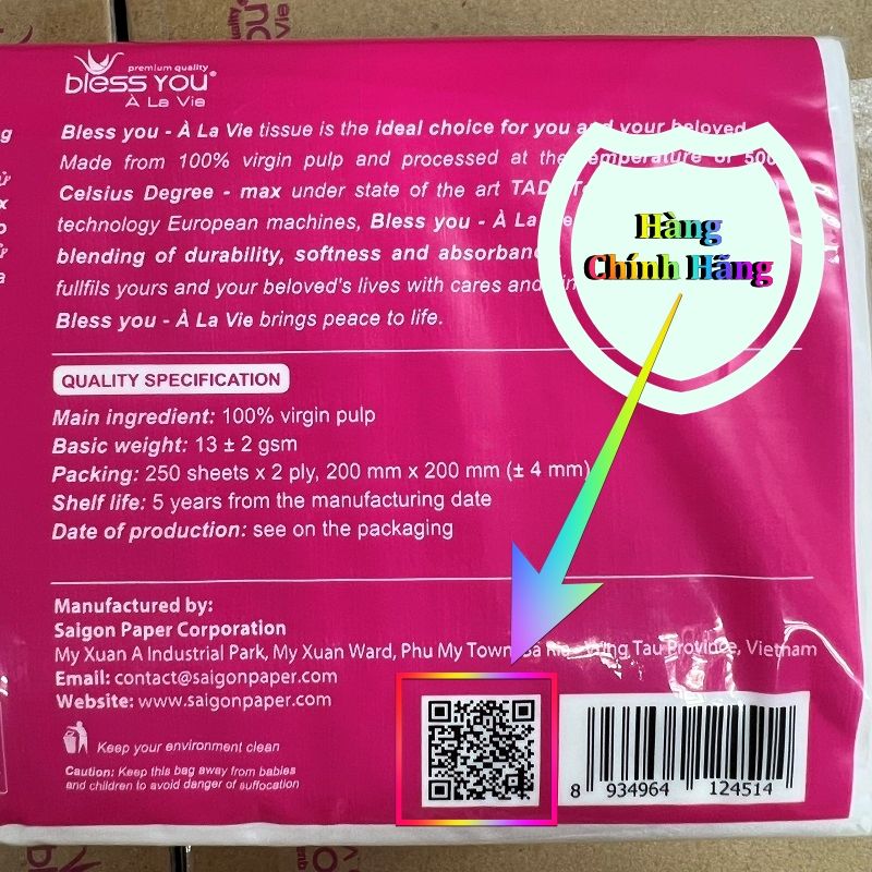 (Hoả Tốc HCM) Có Mã QR - Khăn Giấy Lụa Rút 2 Lớp Bless You Gói 250 Tờ