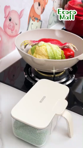 Hộp đựng gia vị 4 ngăn ECOCO thế hệ mới nắp kín chống ẩm mốc côn trùng tặng kèm thìa thông minh dễ dàng vệ sinh 25128