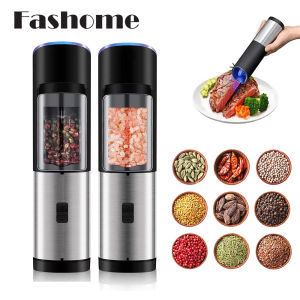 1/2Pcs Electric Salt and Pepper Grinder Gravity Automatic Spice Mill Battery Power LED Light Adjustable Coarseness Salt Grinders