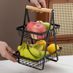 2-Tier Metal Fruit tray Fruit Basket Rak save space Fruits Vegetable Rack Bawang Bertingkat Home Organizer Kitchen Storage Rack 水果篮