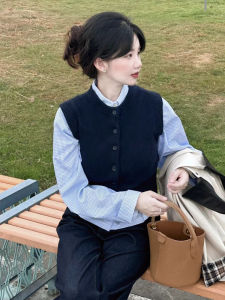 Womens round Neck Knitted Vest Sleeveless Sweater 2024 Autumn New Style Fashionable Outerwear Top Match All