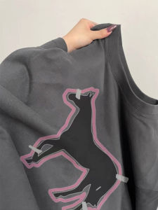 Slimming Slim Fit Womens Short Sleeve T-Shirt Pure Cotton Deep Grey Fashionable Summer Top European Style round Neck Tee