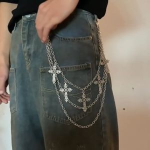 1 PCS European American Style Punk Metal Layered Waist Chain Cross Star Pendant Jeans Short Skirt Fashion Hip Hop Accessories