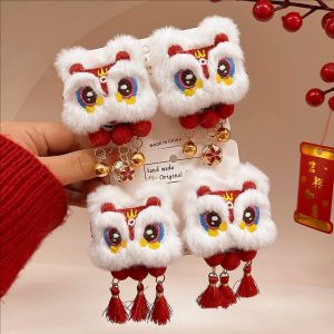 YESPERY Chinese New Year Lion Dance Hairpin for Children Snake Year Girl Tassel Hair Clip 2025 New Year Headwear Hair Claw