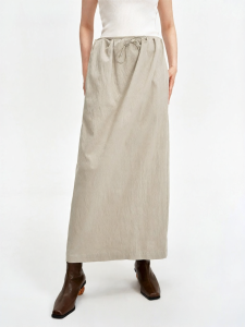 Light Outdoor Style High Waist Slimming Pleated Drawstring Skirt