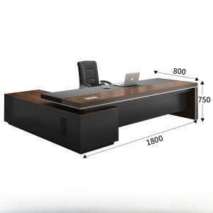 Modern Minimalist Office Furniture Large Desk Executive President Managerial Workstation with Side Table Artificial Board