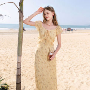 3COLOUR·S | Spring/Summer Dual-Wear Chiffon Flower Print French Style Dress