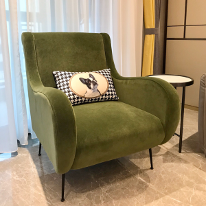 Nordic Modern Velvet Single Sofa Vintage Luxury Bedroom Balcony Small Size Lazy Person Clothing Store Internet Famous Sofa