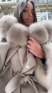 Casual Patchwork Faux Fur Collar Womens Coat Lace Up Pockets Thicken Lady Coats 2026 Autumn Winter Female Street Outerwear