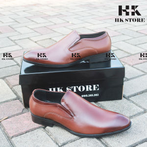 Giày tây nam đơn giản HK.STORE da bò thật 100% hàng đẹp da xịn kiểu dáng đơn giản lịch lãm thích hợp quần tây nam.