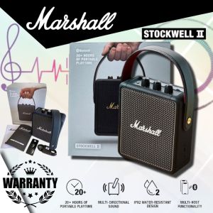 (COD) Original Marshall Stockwell II Bluetooth Speaker Wireless Waterproof Portable Speaker Bluetooth Bass with Mic Hands-free Call Speaker for IOS/Android/PC Speaker Power Full Bass Mini Karaoke Marshall Speaker Stockwell 2