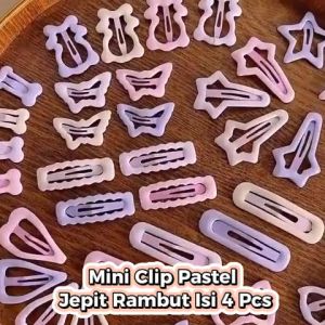 Mini Clip Pastel Jepit Rambut Isi 4 Pcs Jepit Rambut Anak Remaja Wanita Warna Soft Y2K Korean Style