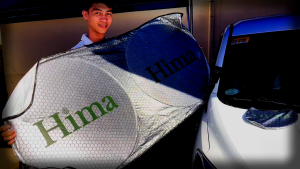 Hima Car Windshield Sun Shade | Patented Overlap Design | Blocks 99% Heat & UV Rays | Universal Fit for Cars SUVs & Trucks | Durable 240T Polyester