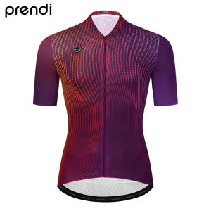 PRENDI Men Cycling Jersey Short Sleeve Laser Cut Summer Pro Cool Bicycle Clothing With Logo Noctilucence Bike Wear Comfortable