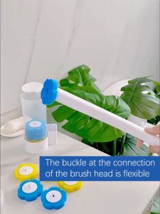 Disposable Toilet Brush Wall Mounted Toilet Cleaning System Household Simple Toilet Brush To Clean 360° Revolving Long Handle With Holder