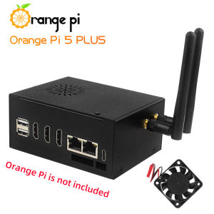 Metal Case for Orange Pi 5 Plus with Cooling Fan Optional Antenna Aluminum Heatsinks Passive Cooler Metal Shell for OPI 5 Plus