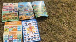 BETTIE Poster Anak Edukasi Belajar Lengkap 1 set isi 12 Pcs Angka Huruf Binatang Hewan Buah Sayur