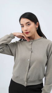 ESROCTE Lunera Top | Cardigan Knit Slim Fit Semi Crop Lengan Panjang Wanita – S-XL
