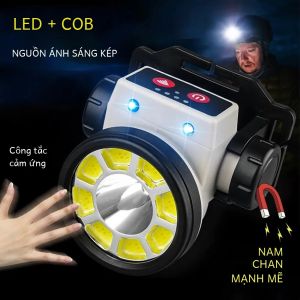 Dẫn cá Headlamp sạc đèn công suất cao dẫn đèn Pin lanterna hỗ trợ cả hai chùm cao và thấp với chức năng cảm biến