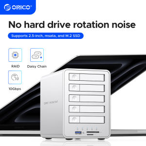 ORICO External Hard Drives HDD Enclosure Five Bays Suitable for the 2.5 inch HDD SSD 7 RAID Modes 40TB Up to 10Gbps USB A USB C SD TF(8858RC3)