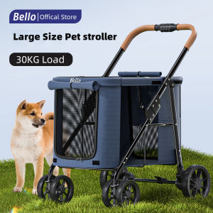 BELLO Large Pet Stroller Camping Cart Large Dog Cart Folding FoldableLarge Space Bearing 30KG for Outdoor Use trolley