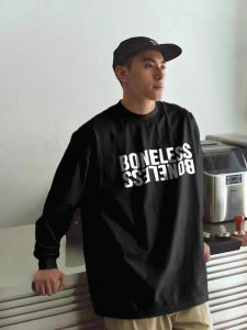 Áo Thun Dài Tay Dáng Rộng Cổ Tròn in Chữ Phong Cách Mỹ Mùa Thu Cho Nam Áo Thun Cotton Thường Ngày Thời Trang Thu Đông
