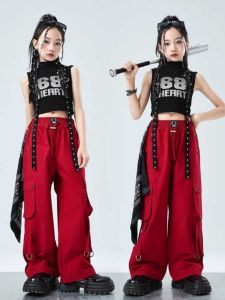 กางเกงทำงานแจ๊สฮิปฮอปสำหรับเด็ก กางเกงขายาวแห้งเร็วสำหรับการแสดงแจ๊สสำหรับเด็กผู้หญิง ชุดการแสดงฮิปฮอปสำหรับเด็ก