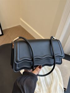 French Style Versatile Shoulder Bag Womens Small Breadstick Underarm Bag Casual Soft PU Leather Solid Color Crossbody Bag