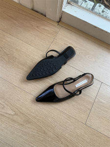 French Style Flat Bottomed Sandals with Head Cover Fairy Shoes Spring Summer Low Heel Pointed Toe Single Shoes Fashionable