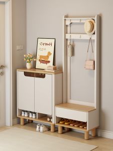 Entrance Shoe Cabinet with Seat and Hanging Hooks