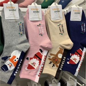 ถุงเท้าผ้าฝ้ายครึ่งแข้งลายตุ๊กตาสัตว์น่ารักสำหรับผู้หญิง Kikiya Socks ชุดสุนัขจิ้งจอกและผู้ชายในช่วงฤดูหนาว