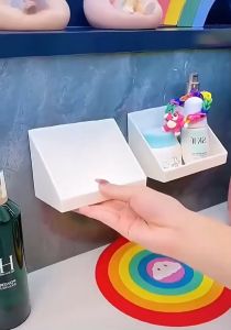 4Pcs Wall Mounted Storage Box Oblique Opening Container for Cotton Swab Lipsticks Self-adhesive Bathroom Organizer Case