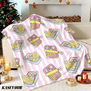 Beast Kingdom | Cute Sardine Can Striped Winter Summer Flannel Blanket Throw Fleece Soft Fuzzy Plush Cozy Fleece Blankets for Sofa Ideal Gifts