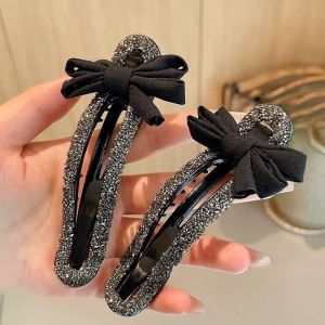 Elegant Butterfly Knot Hair Clip Womens Diamond Rhinestone Duckbill Hair Clamp Fringe Hair Accessories Fashionable Hair Decorations
