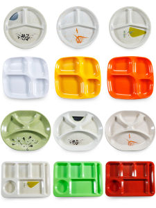 Commercial Melamine Four-Six Grid Fast Food Plate School Canteen Self-Service Dining Set Dish Rectangular Shape Chinese Style