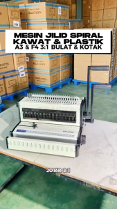 Mesin Jilid Spiral CW2016R Kombinasi Kawat 3:1 Bulat  & Jilid SPiral Plastik Premium GRAKITEC Bisa Untuk Kalender Buku