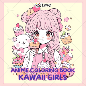 ANIME KAWAII GIRLS Bold-easy Patterns Coloring Book for Adults Cute Drawing Book Perfect Gift for Party and Birthday