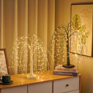 192-LEDSparkling Willow Tree Bonsai -Festive Artificial Christmas Decor - Enchanting Fairy Lights for PartyHome Bedroom & Shelf